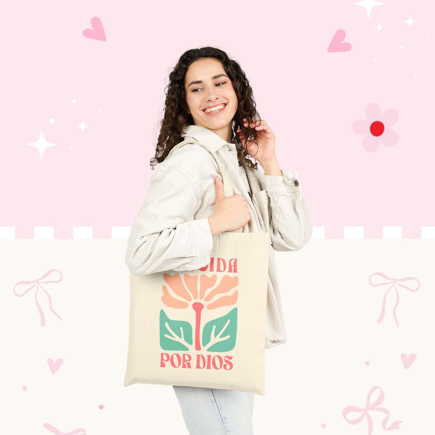 Tote Bag — «Elegida Por Dios» Floral Canvas Tote | Spanish Faith Gift