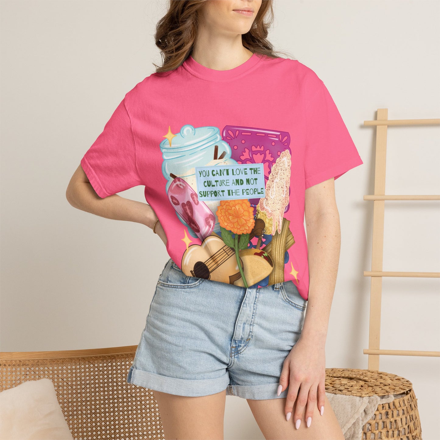 T-Shirt — Hispanic Culture Floral & Instrument Graphic