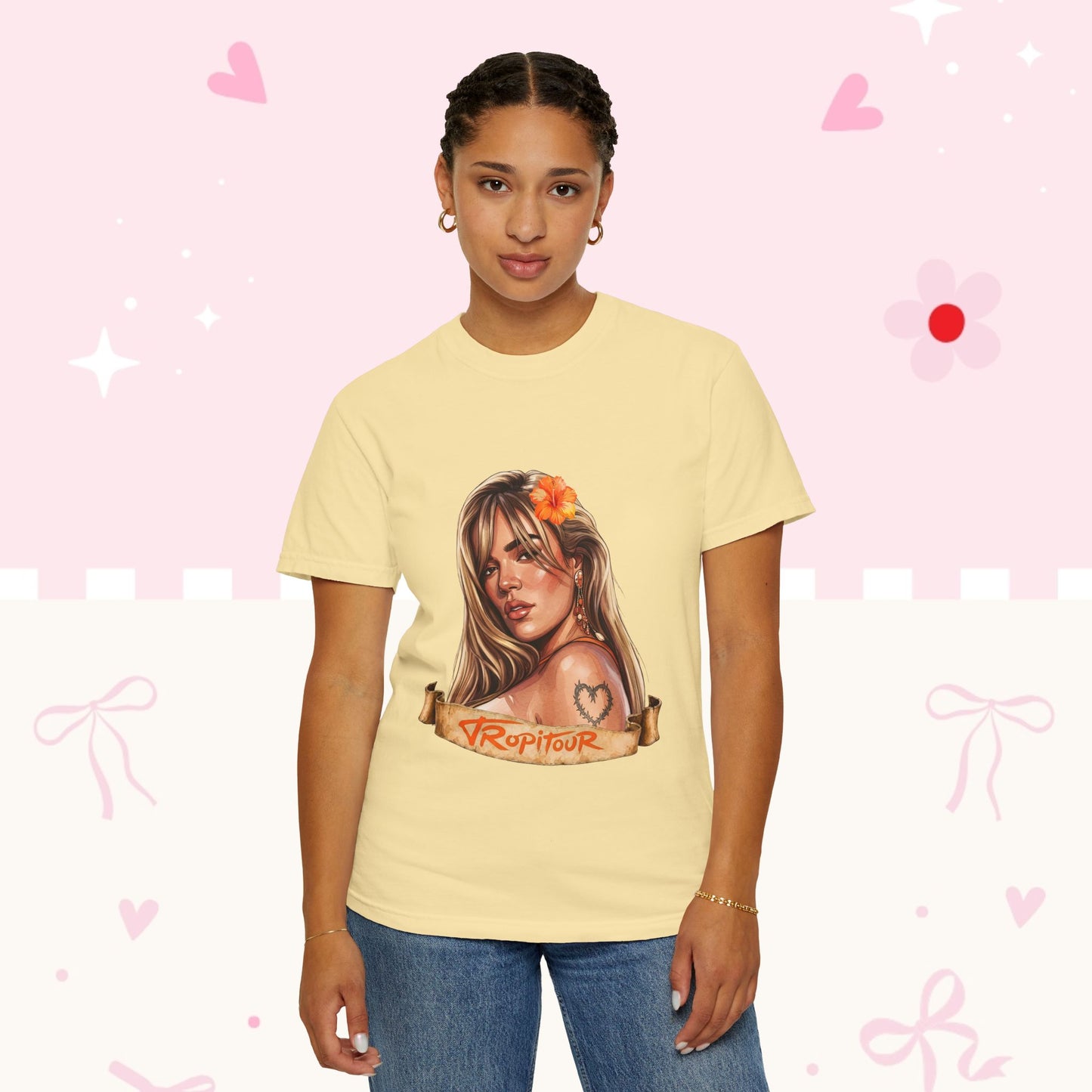 T-Shirt • Tropitour Latina Forever Graphic Tee — Floral Retro Portrait