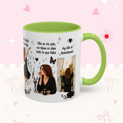 Inspirational Spanish Quote Accent Coffee Mug — 'Ella baila, descansa, se ríe sola'