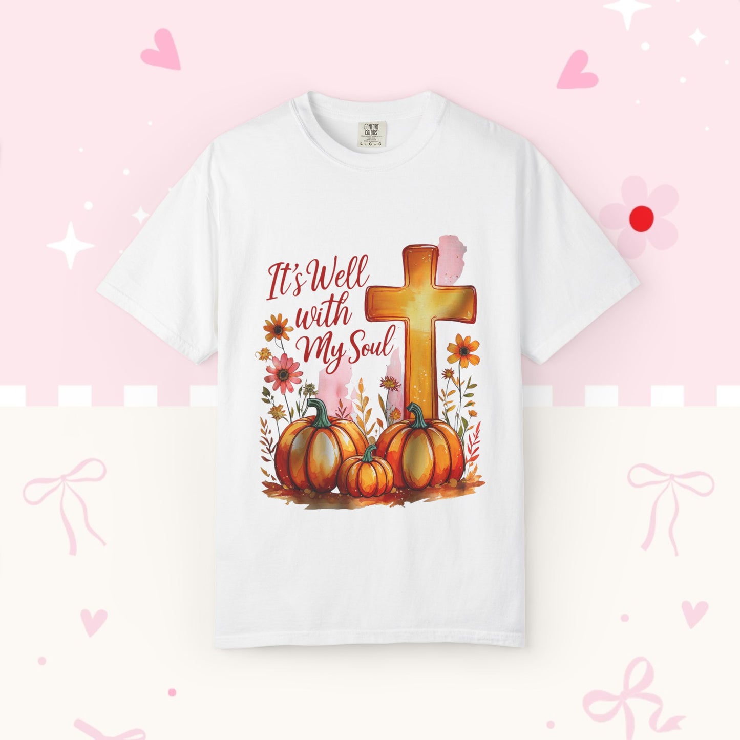 It's Well With My Soul T-Shirt — Christian Fall Pumpkin Cross Tee