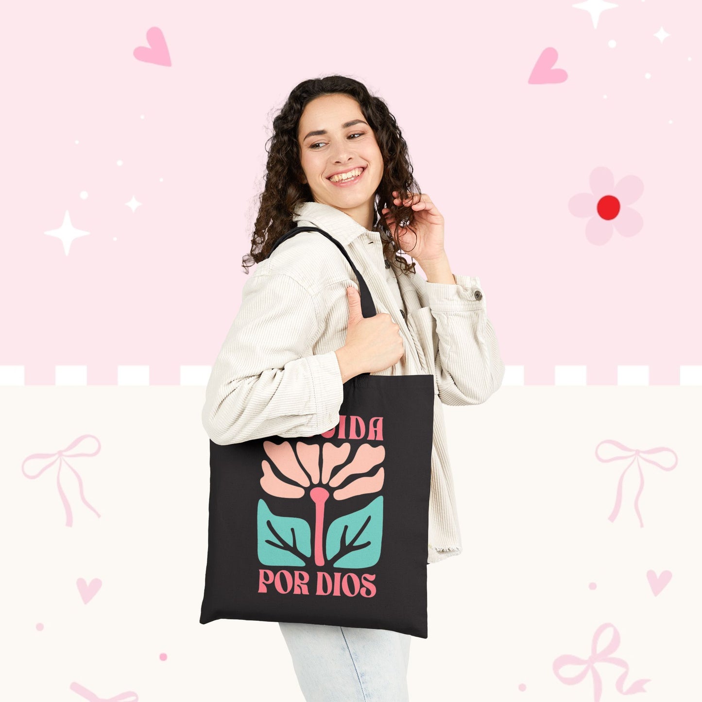 Tote Bag — «Elegida Por Dios» Floral Canvas Tote | Spanish Faith Gift