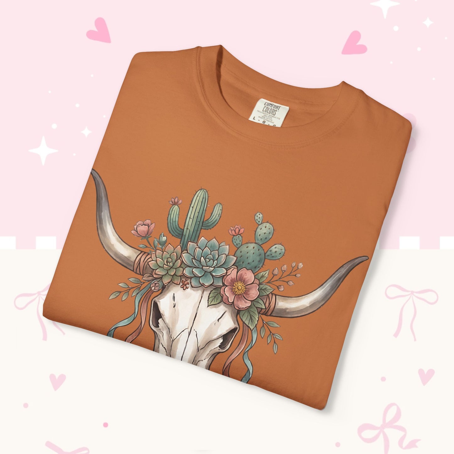 Cow Skull Floral Tee — Western Boho Cactus Graphic T-Shirt