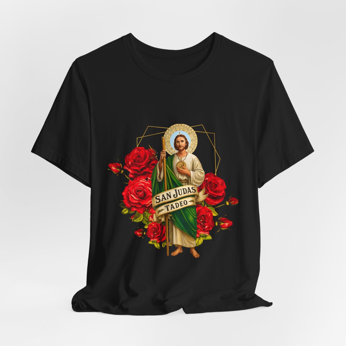 San Judas Tadeo Roses T‑Shirt — Devotional Catholic Saint Tee