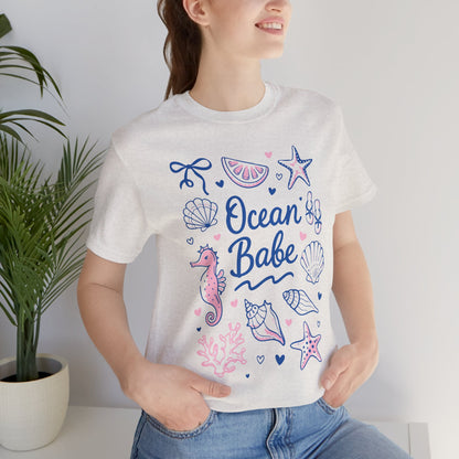Ocean Babe T-Shirt — Cute Seashell & Seahorse Graphic Tee