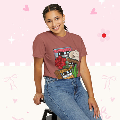 Retro Cassette & Cactus T-Shirt — 'Canción de Amor' Vintage Mexican Music Tee