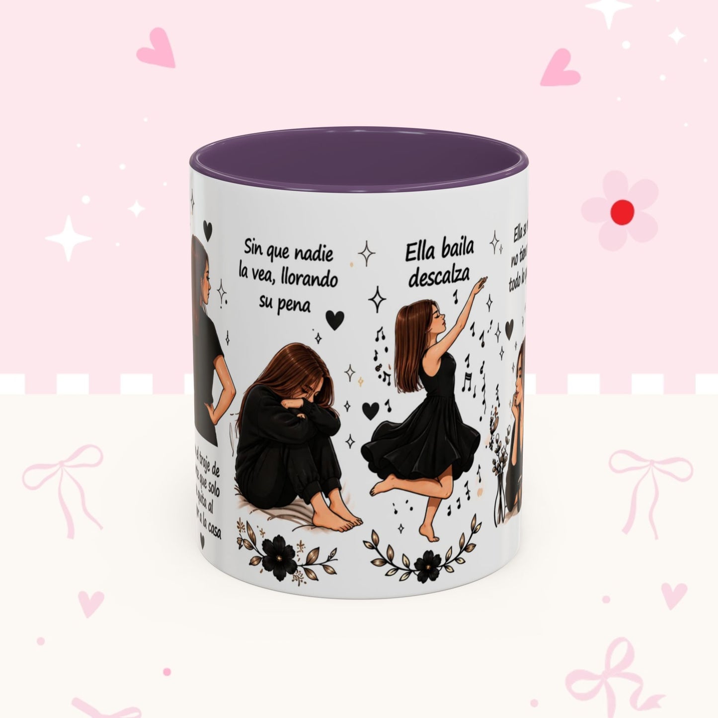 Inspirational Spanish Quote Accent Coffee Mug — 'Ella baila, descansa, se ríe sola'