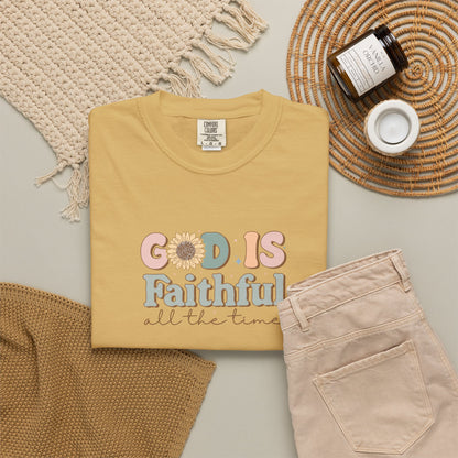 God Is Faithful T-Shirt — Vintage Pastel Christian Tee ("God Is Faithful All the Time")
