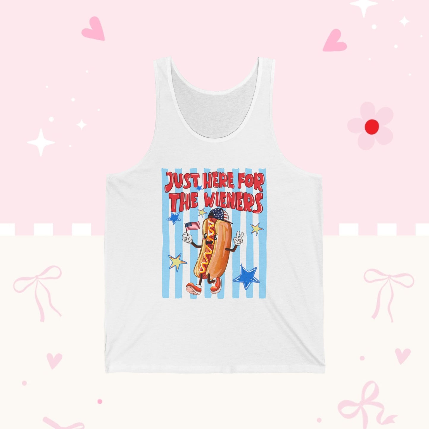 Hot Dog Tank Top - "Just Here for the Wieners" Funny Summer Graphic Tank