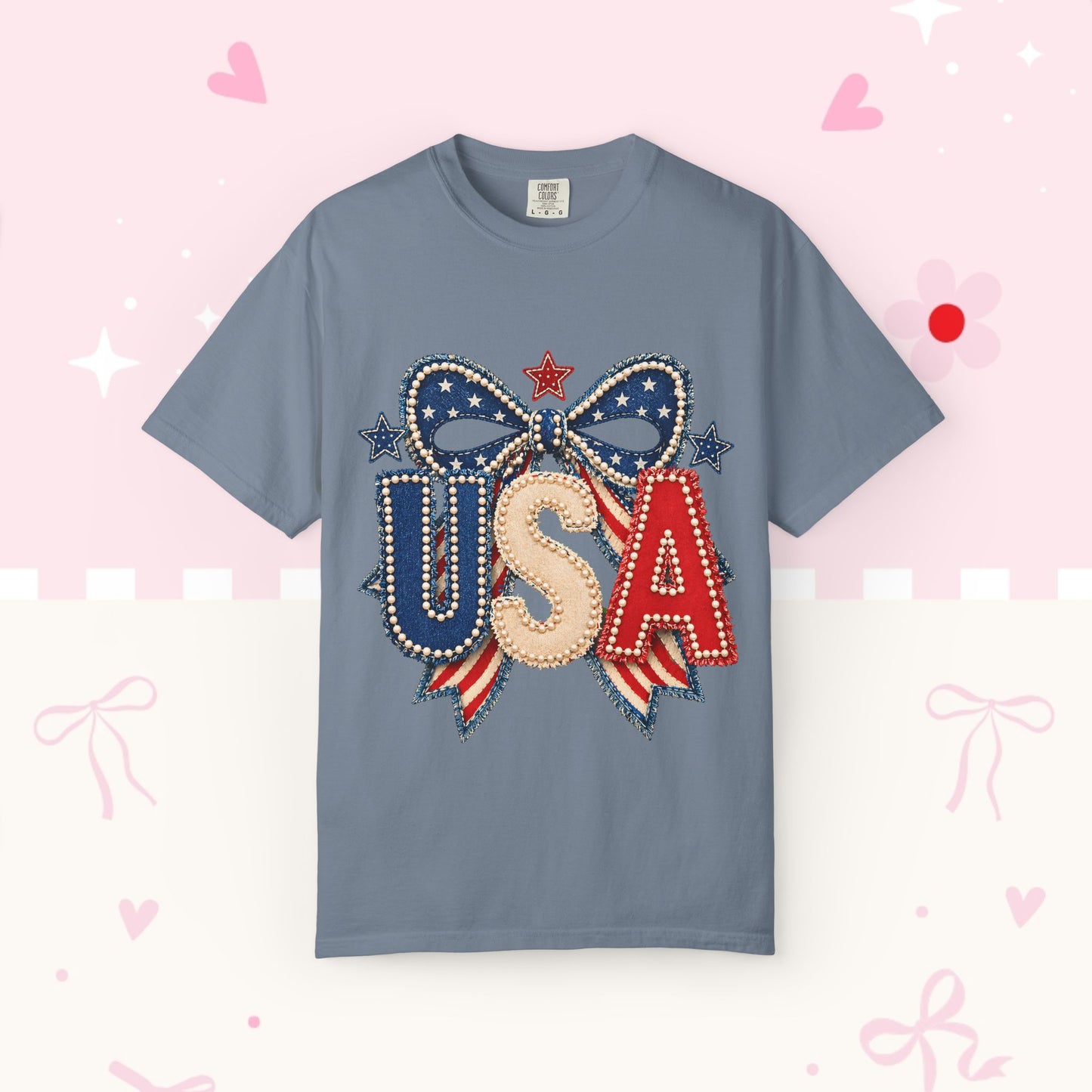 USA Bow Patriotic T-Shirt — Fourth of July American Flag Tee