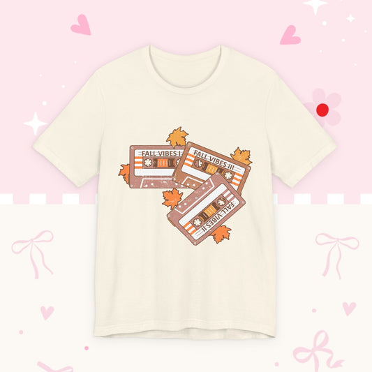 Fall Vibes Cassette Tee — Retro Autumn Leaves T‑Shirt