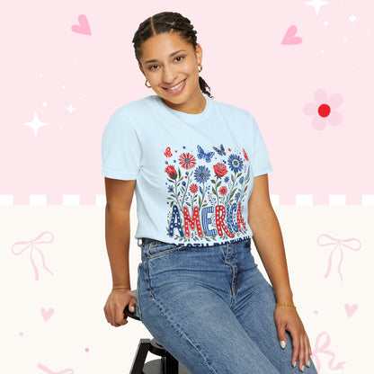 America 250th Birthday T-Shirt — July 4, 1776–2026 Patriotic Floral Tee