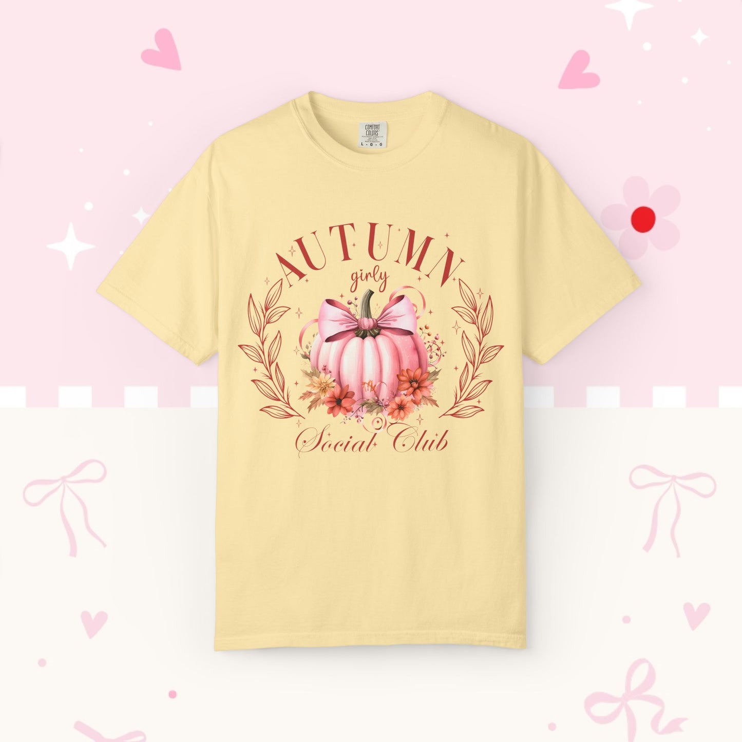 Autumn Girls’ Social Club Graphic T-Shirt — Pink Pumpkin Fall Tee