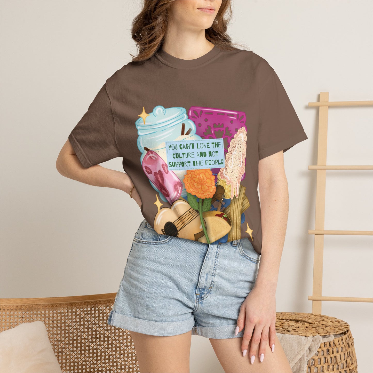 T-Shirt — Hispanic Culture Floral & Instrument Graphic