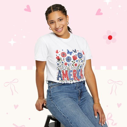 America 250th Birthday T-Shirt — July 4, 1776–2026 Patriotic Floral Tee