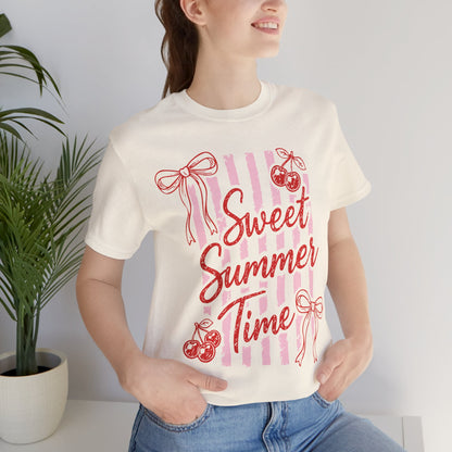 Sweet Summer Time Tee — Pink Cherry & Bow Graphic T-Shirt