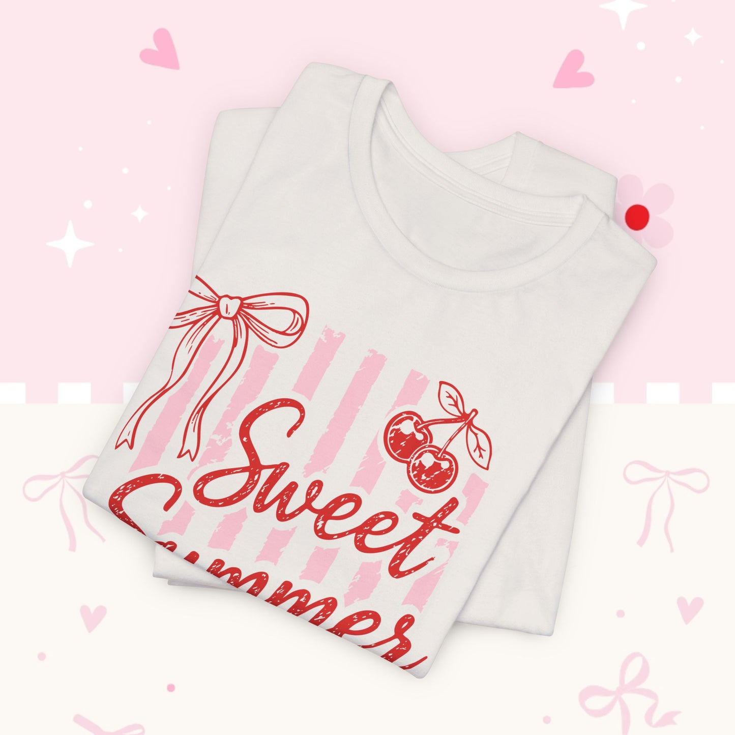 Sweet Summer Time Tee — Pink Cherry & Bow Graphic T-Shirt