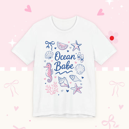 Ocean Babe T-Shirt — Cute Seashell & Seahorse Graphic Tee