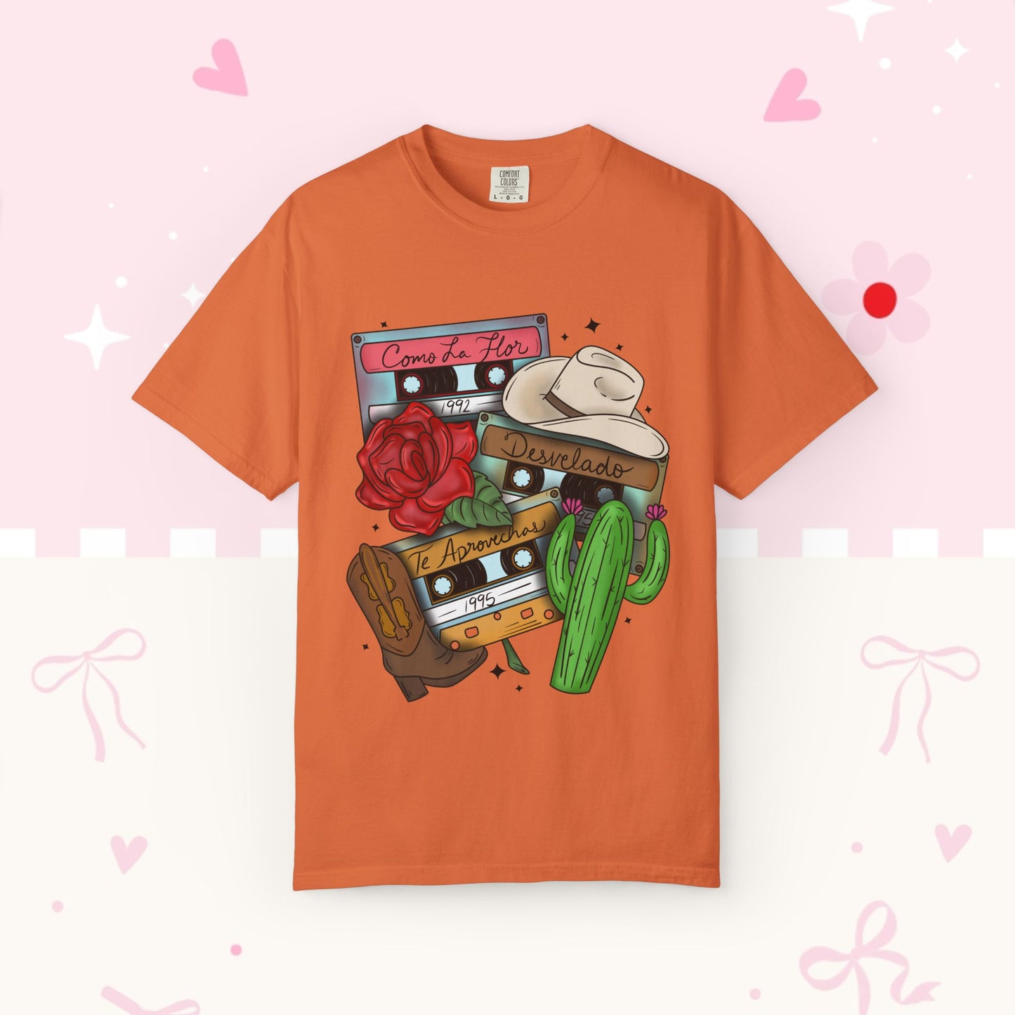 Retro Cassette & Cactus T-Shirt — 'Canción de Amor' Vintage Mexican Music Tee