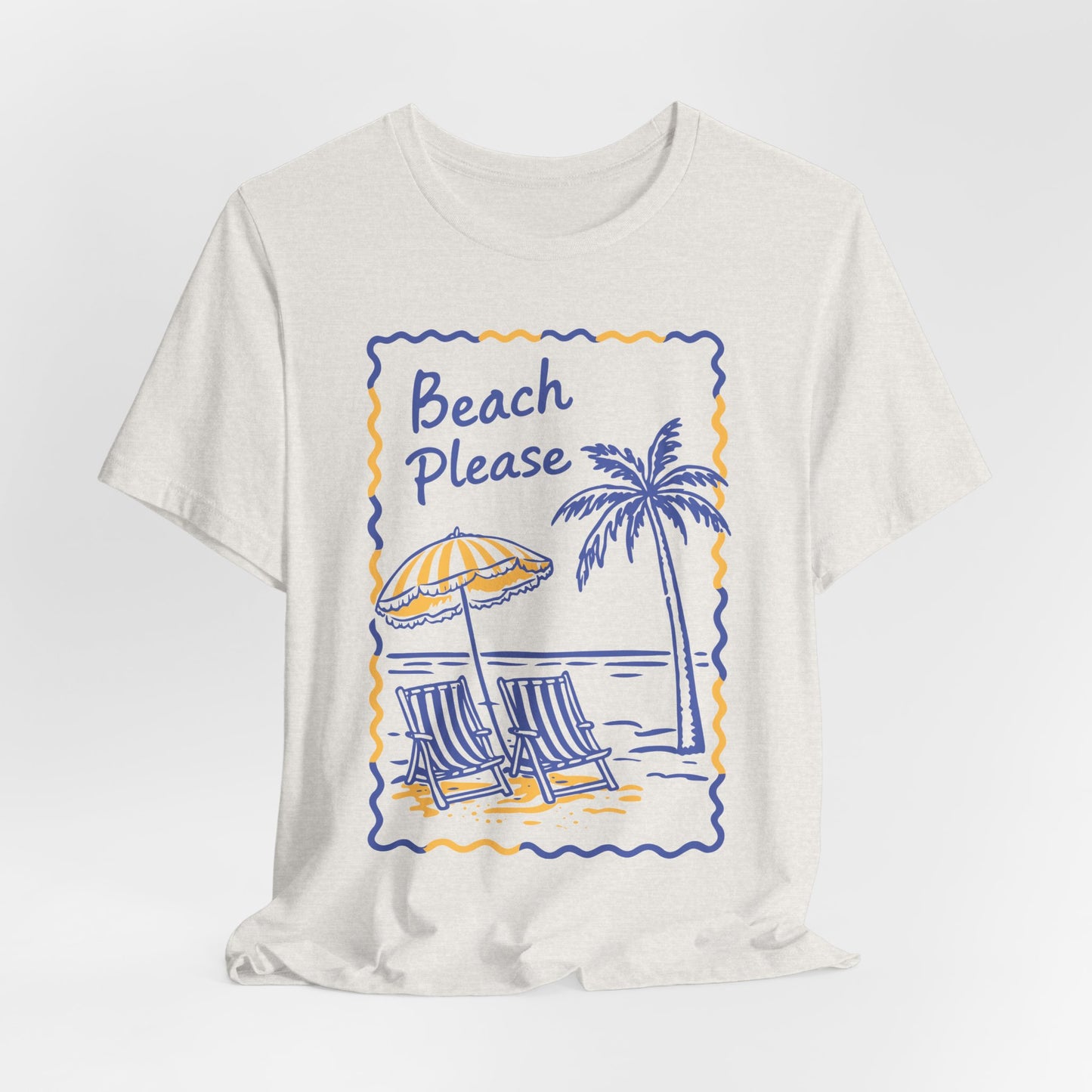 Beach Please T‑Shirt — Retro Palm Tree & Beach Chair Summer Tee