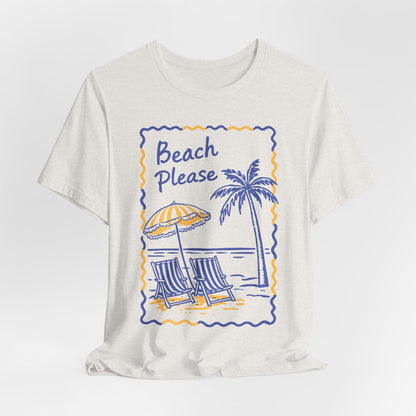 Beach Please T‑Shirt — Retro Palm Tree & Beach Chair Summer Tee