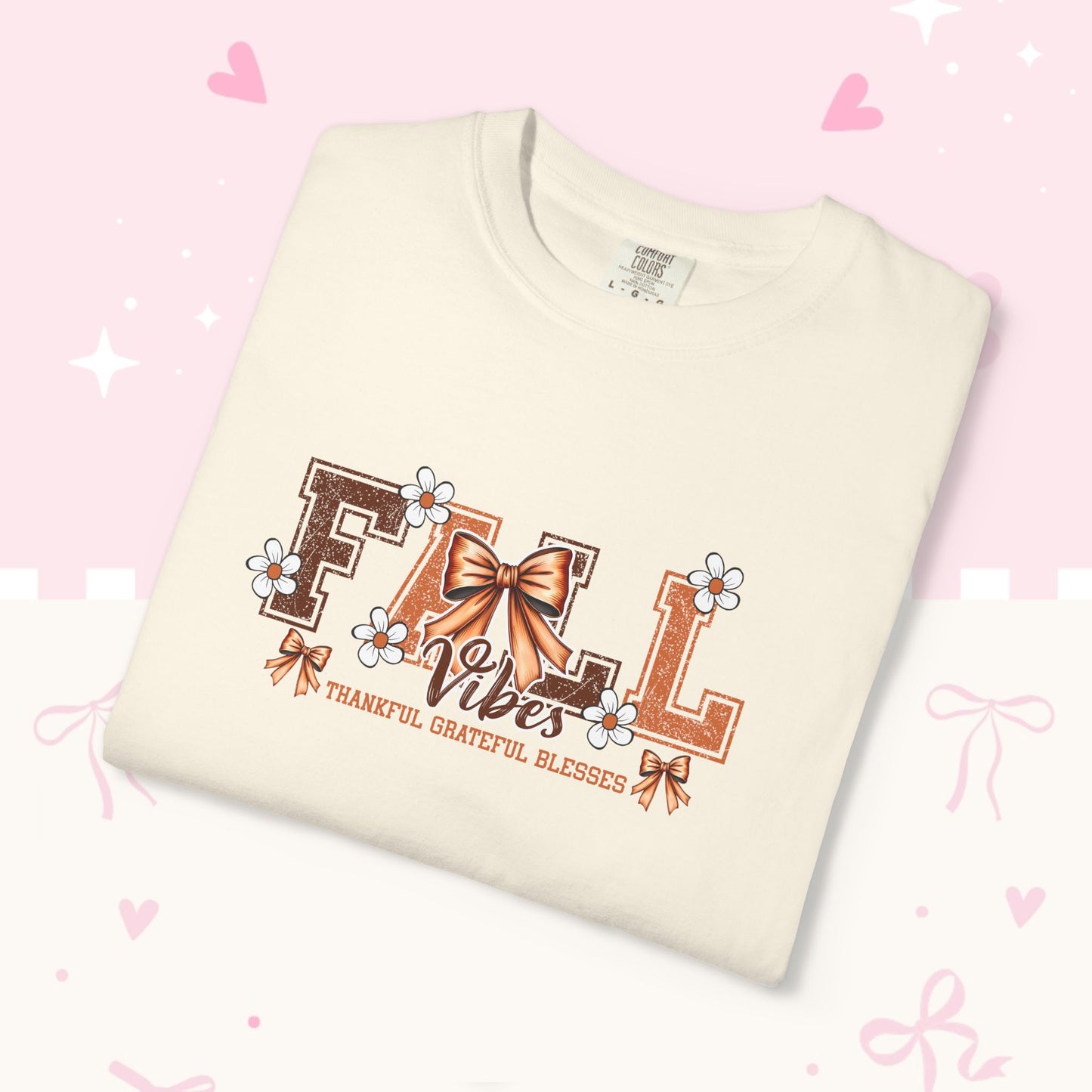 Fall Vibes Graphic Tee — Autumn Leaf & Bow T‑Shirt
