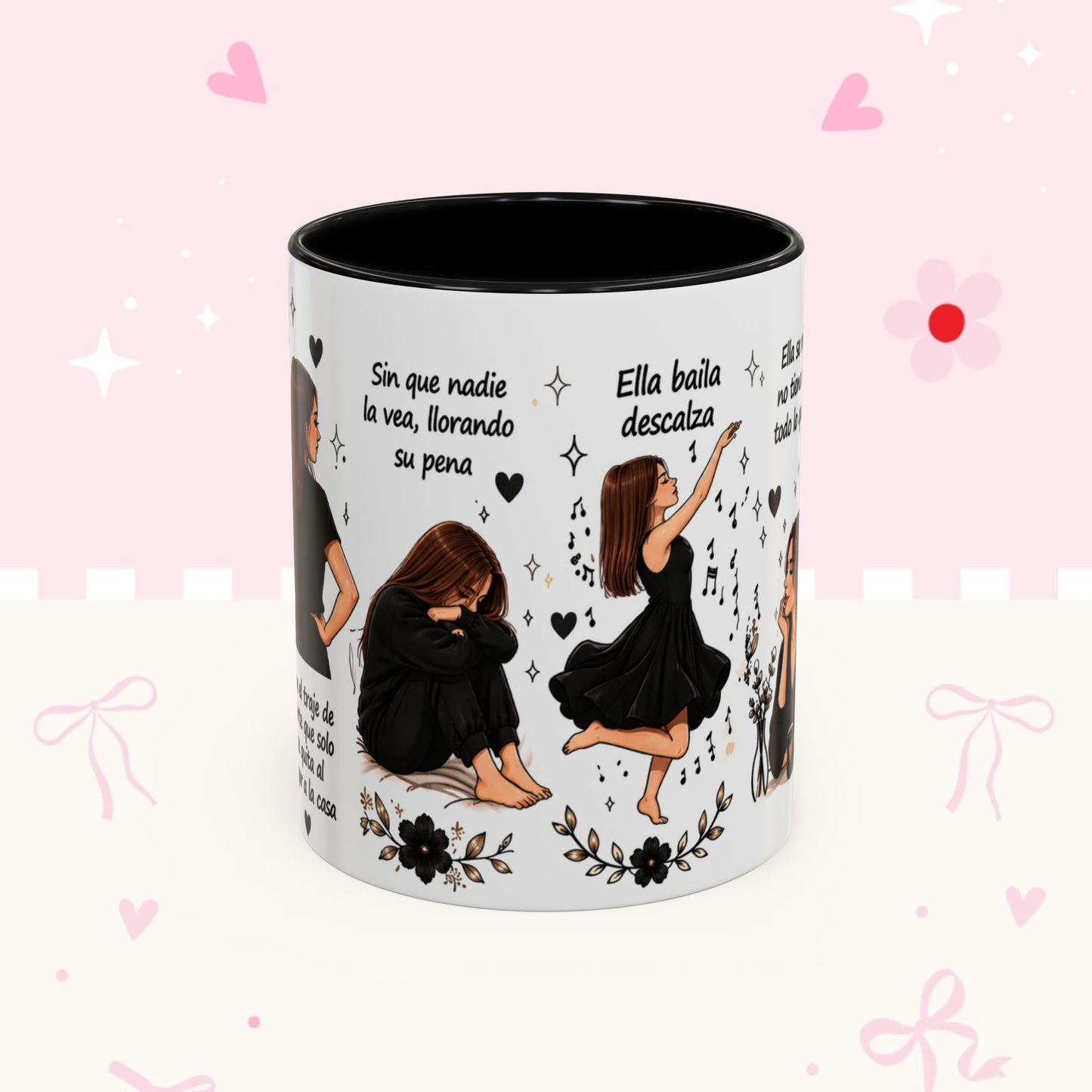 Inspirational Spanish Quote Accent Coffee Mug — 'Ella baila, descansa, se ríe sola'