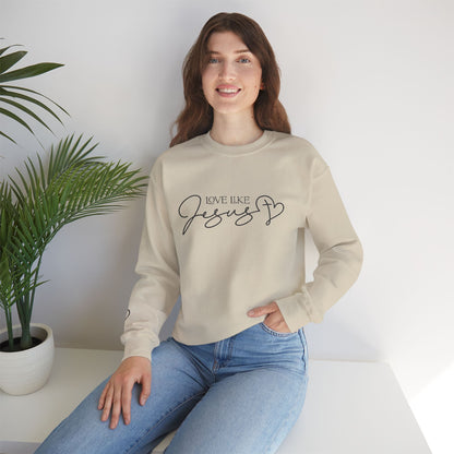 Love Like Jesus Crewneck Sweatshirt — Christian Faith Pullover Embroidery