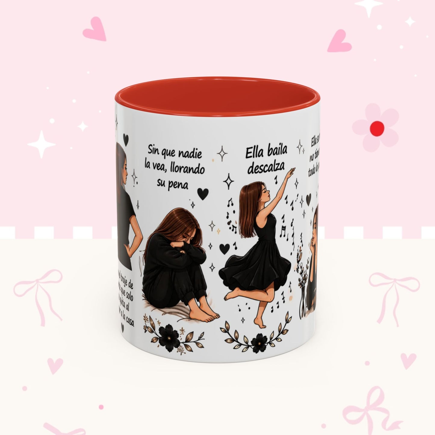 Inspirational Spanish Quote Accent Coffee Mug — 'Ella baila, descansa, se ríe sola'