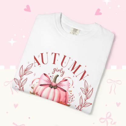 Autumn Girls’ Social Club Graphic T-Shirt — Pink Pumpkin Fall Tee