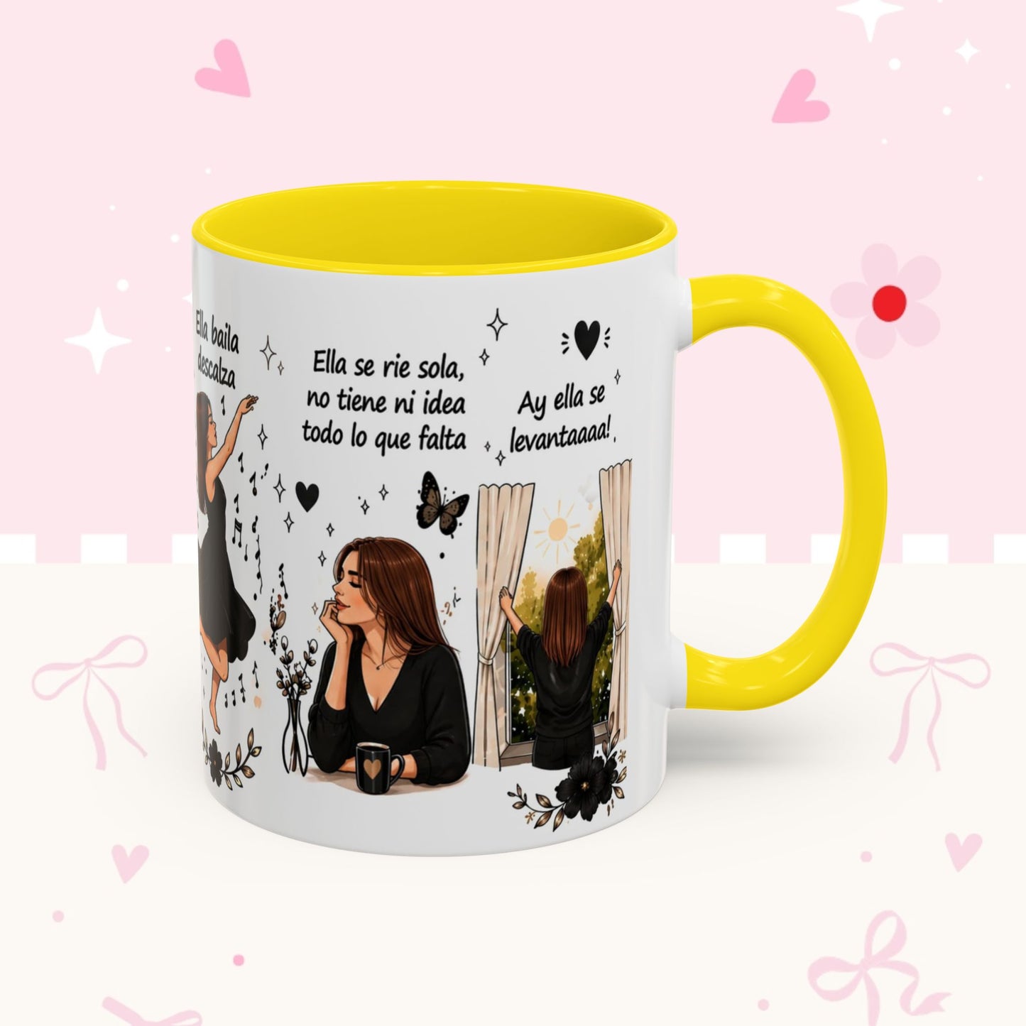 Inspirational Spanish Quote Accent Coffee Mug — 'Ella baila, descansa, se ríe sola'