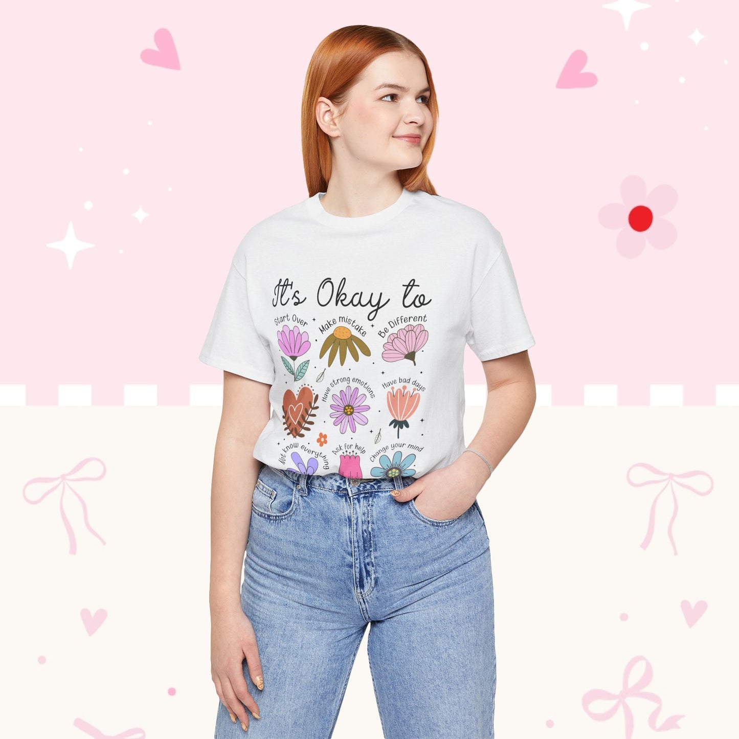 It's Okay to Grow Tee — Floral Self-Care Graphic T-Shirt
