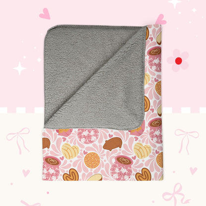 Pink Pastry Pattern Fleece Sherpa Blanket