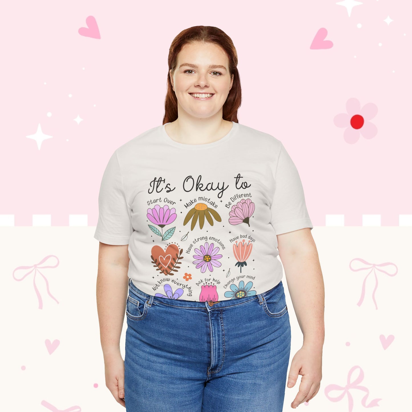 It's Okay to Grow Tee — Floral Self-Care Graphic T-Shirt