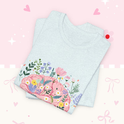 Anxiety Awareness Tee — "Your Anxiety Is a Lying B" Floral Brain Graphic