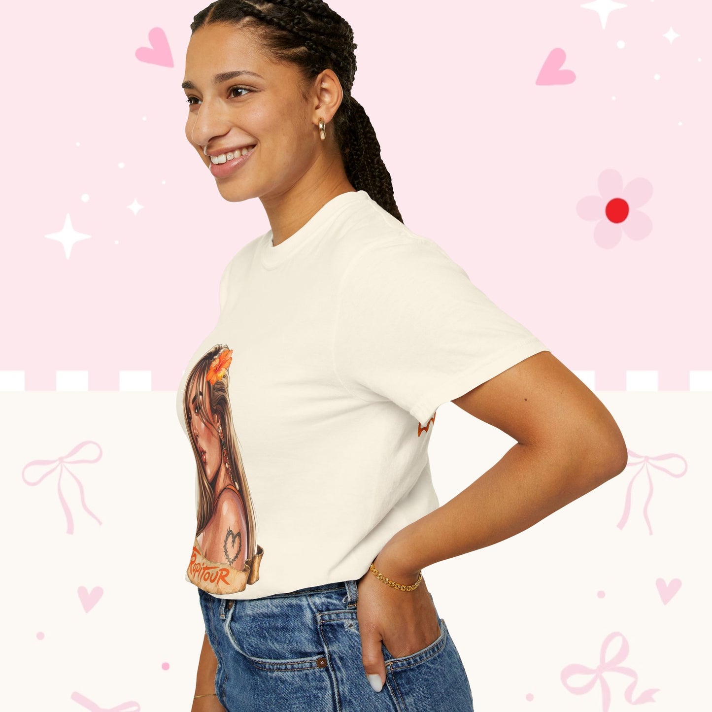 T-Shirt • Tropitour Latina Forever Graphic Tee — Floral Retro Portrait