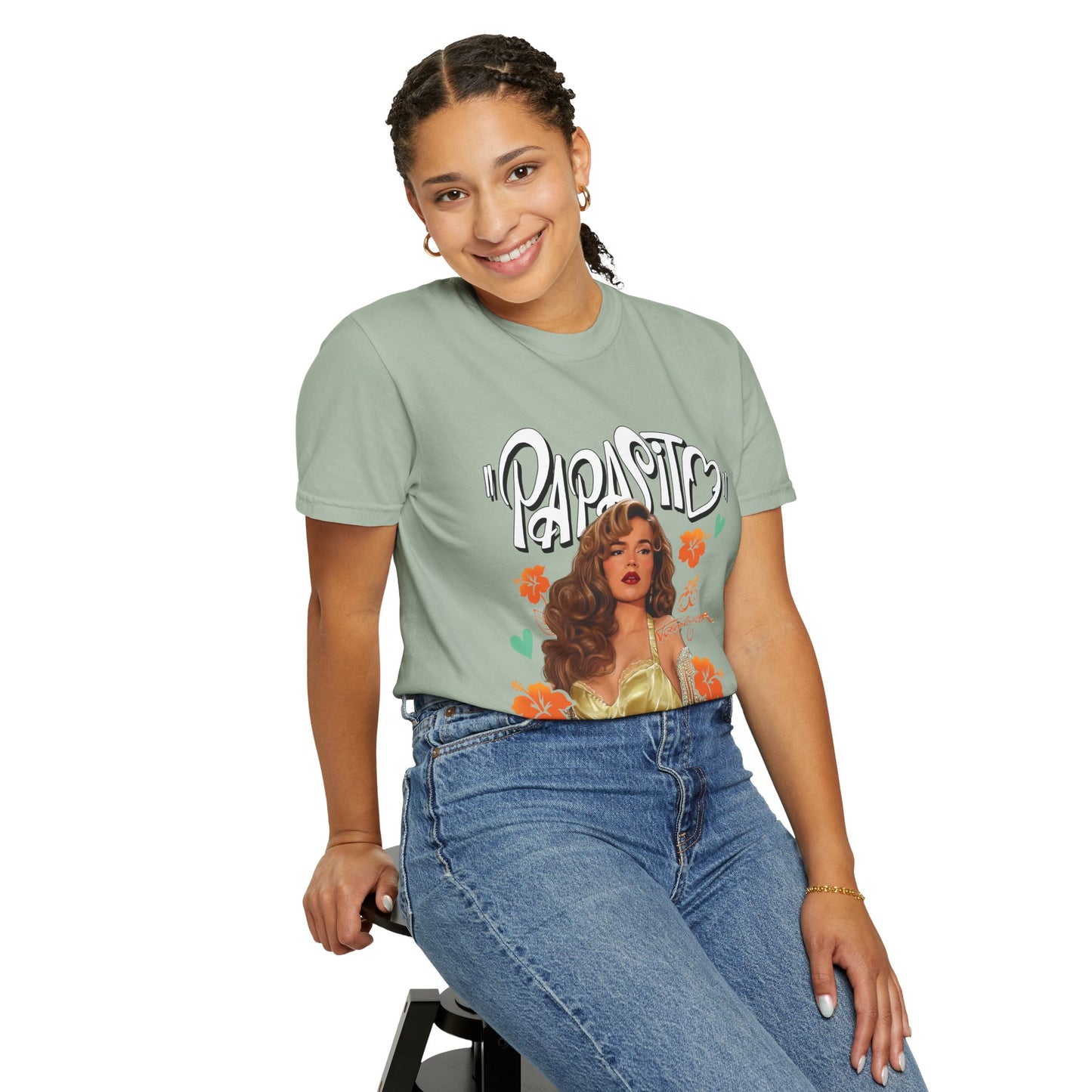 Graphic T-Shirt — "Papasito" Retro Beach Babe Tee with KG Script