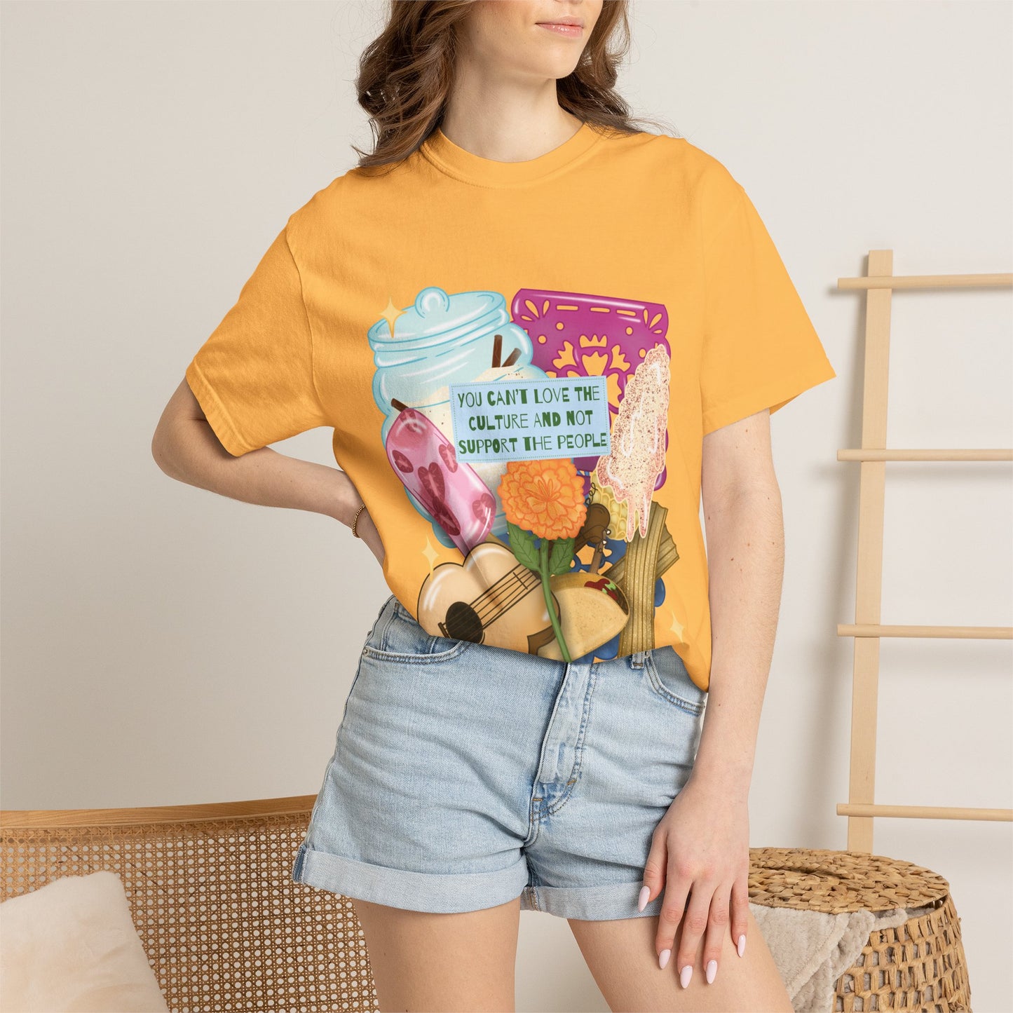 T-Shirt — Hispanic Culture Floral & Instrument Graphic