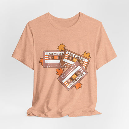 Fall Vibes Cassette Tee — Retro Autumn Leaves T‑Shirt