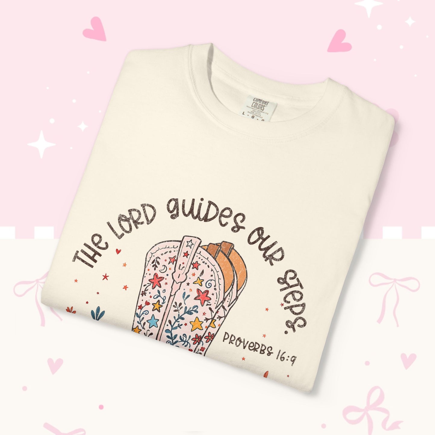 Christian Cowboy Boots T‑Shirt — "The Lord Guides Our Steps" Floral Western Tee