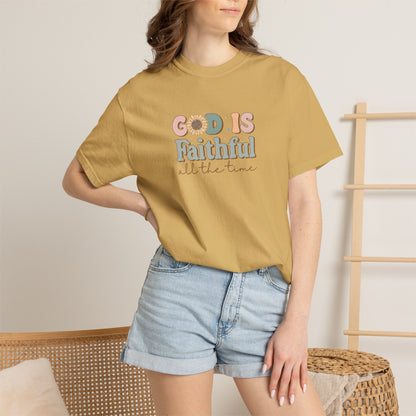 God Is Faithful T-Shirt — Vintage Pastel Christian Tee ("God Is Faithful All the Time")