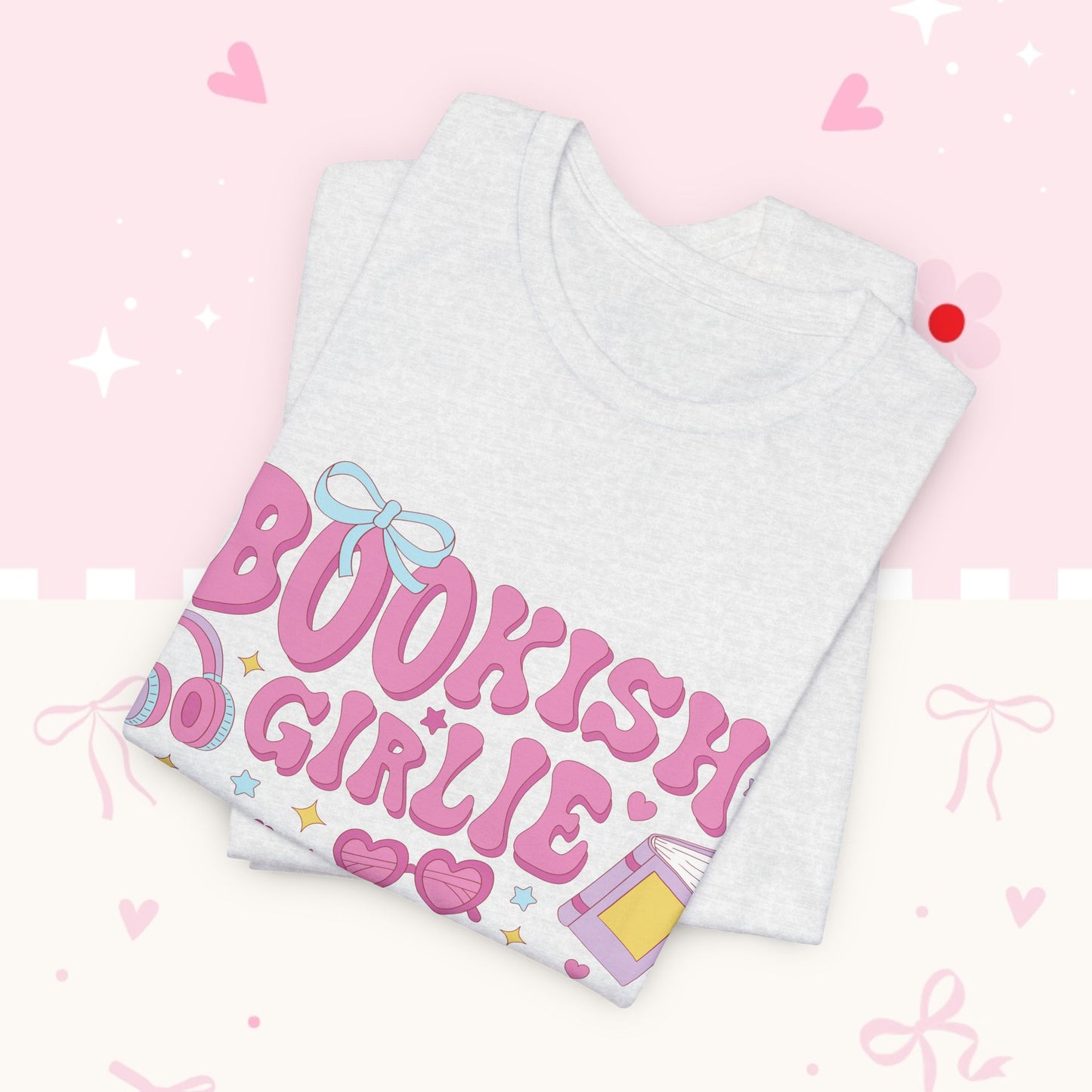 Bookish Girlie Tee — Cute Pink Reading T‑Shirt for Book Lovers