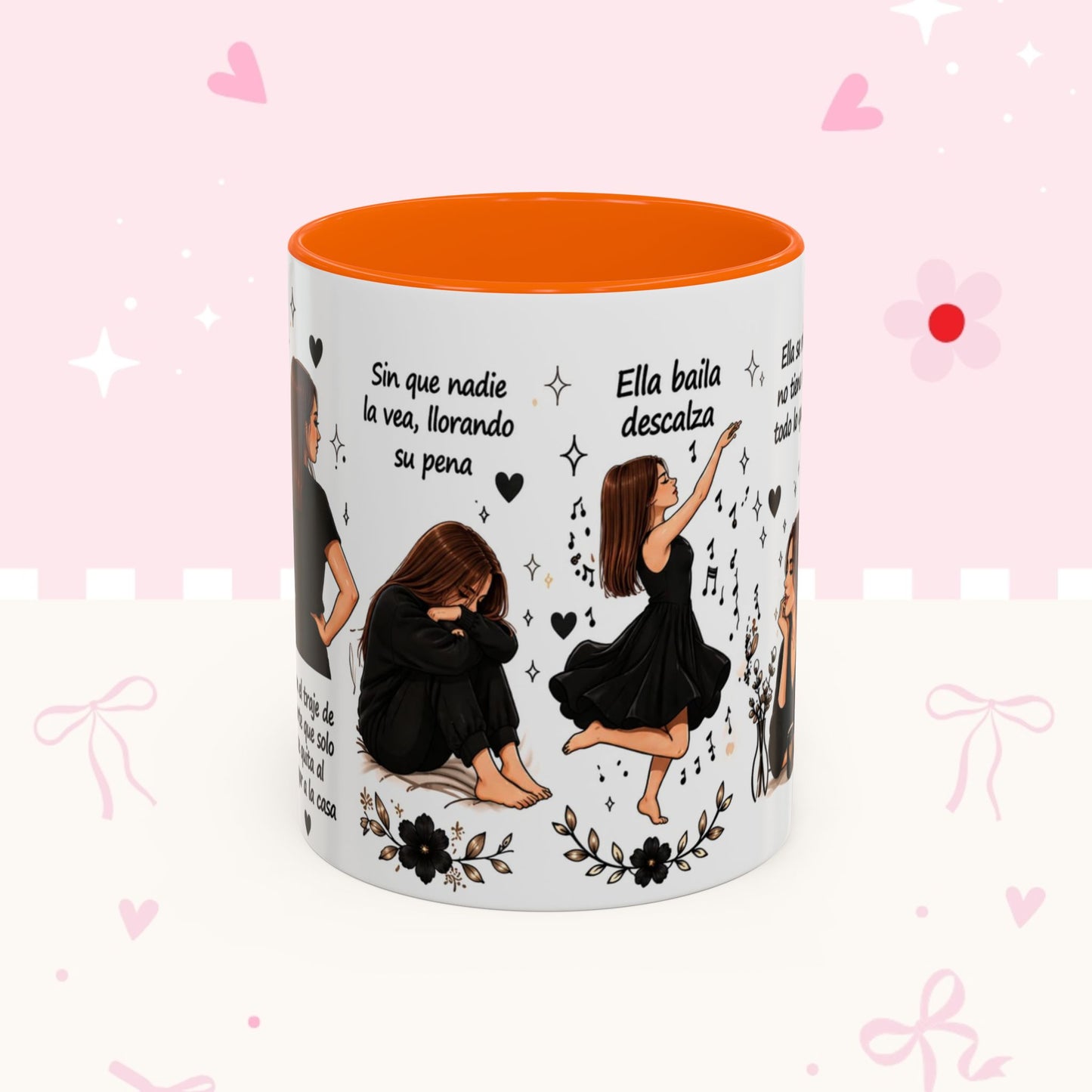 Inspirational Spanish Quote Accent Coffee Mug — 'Ella baila, descansa, se ríe sola'