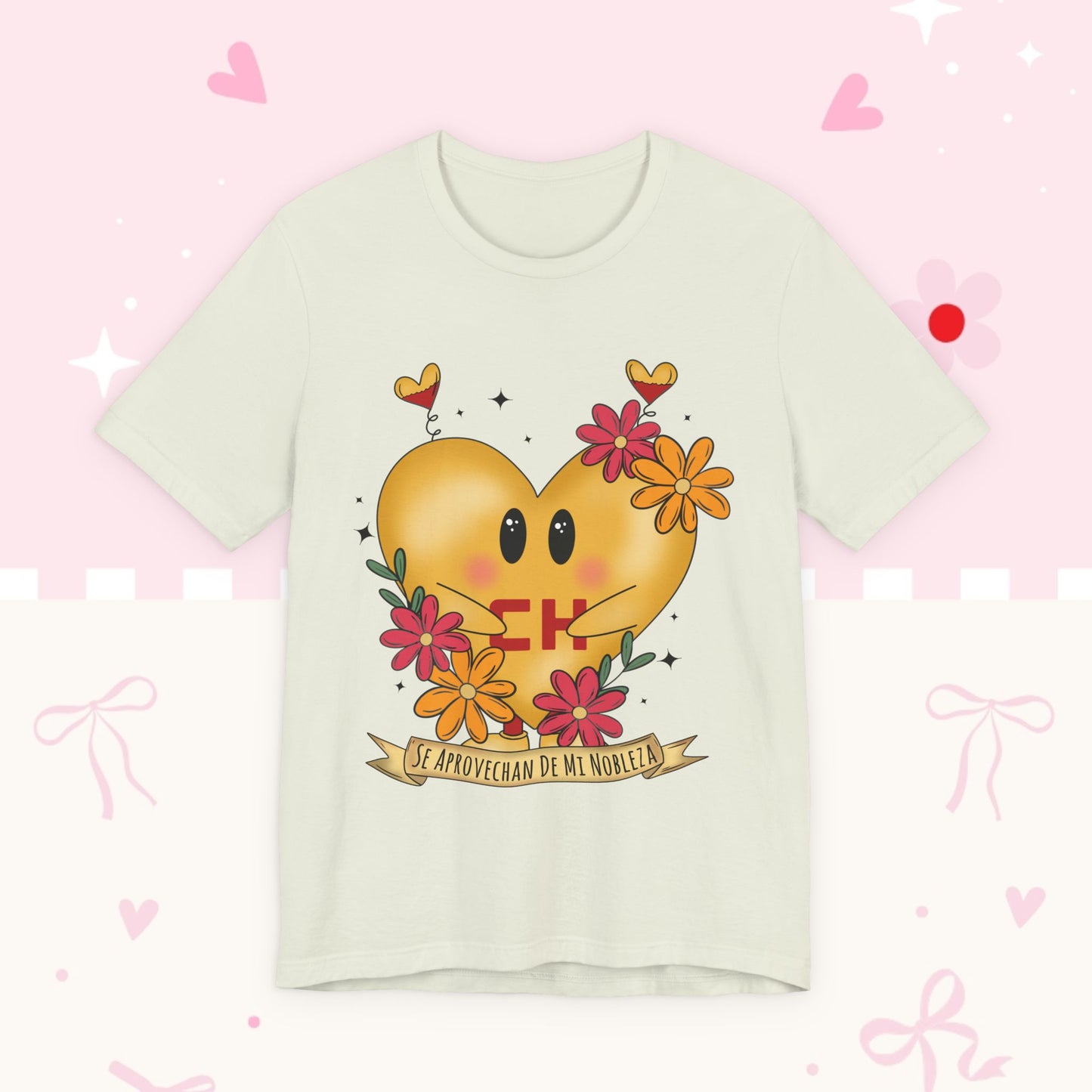 Heart Emoji Floral Tee — "Se Aprovechan de Mi Nobleza" Cute Spanish Pride T-Shirt