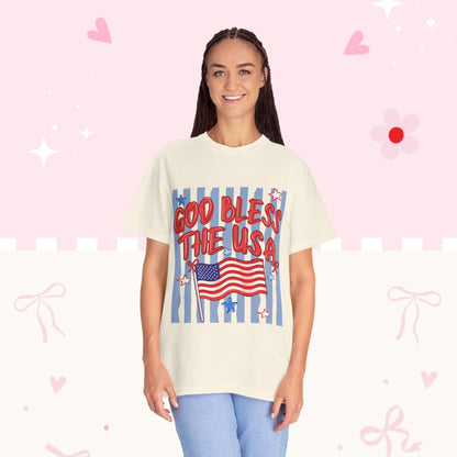 God Bless The USA Patriotic T-Shirt — American Flag 4th of July Tee