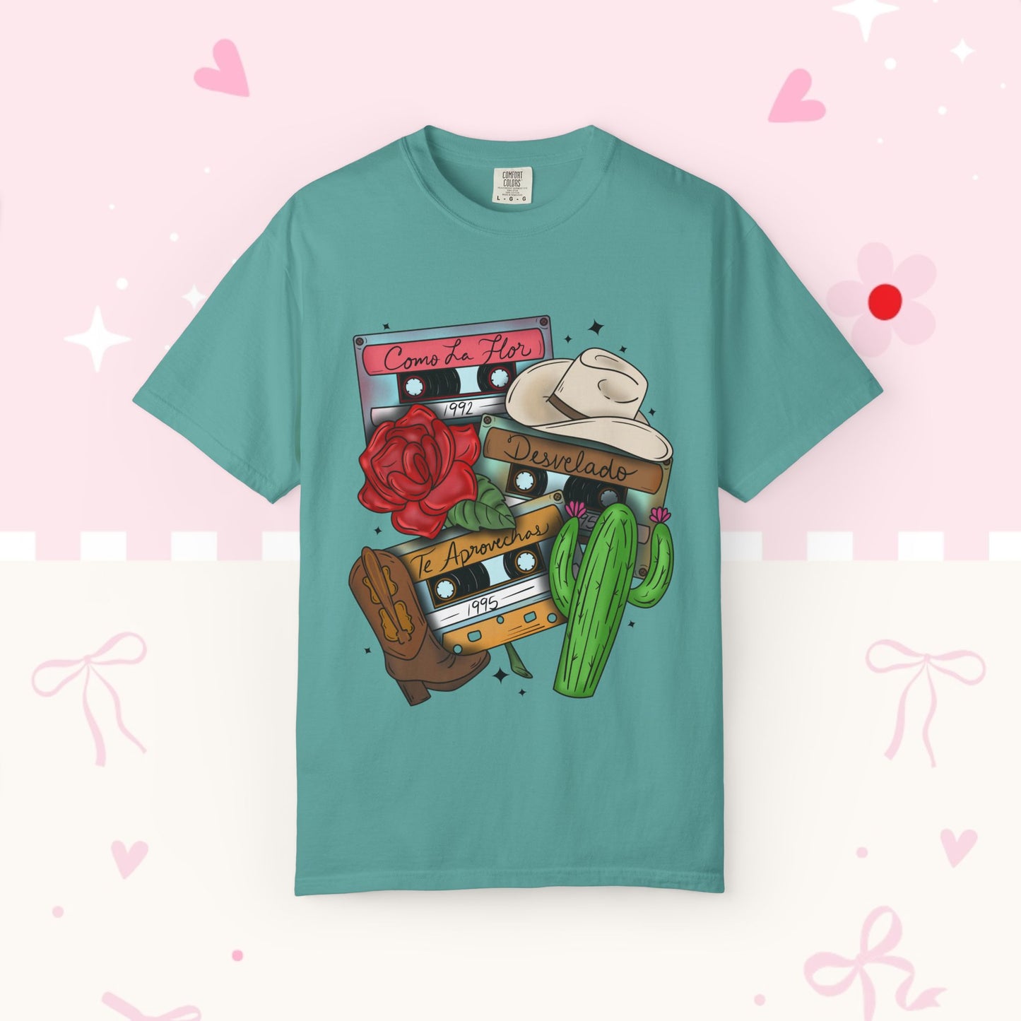 Retro Cassette & Cactus T-Shirt — 'Canción de Amor' Vintage Mexican Music Tee