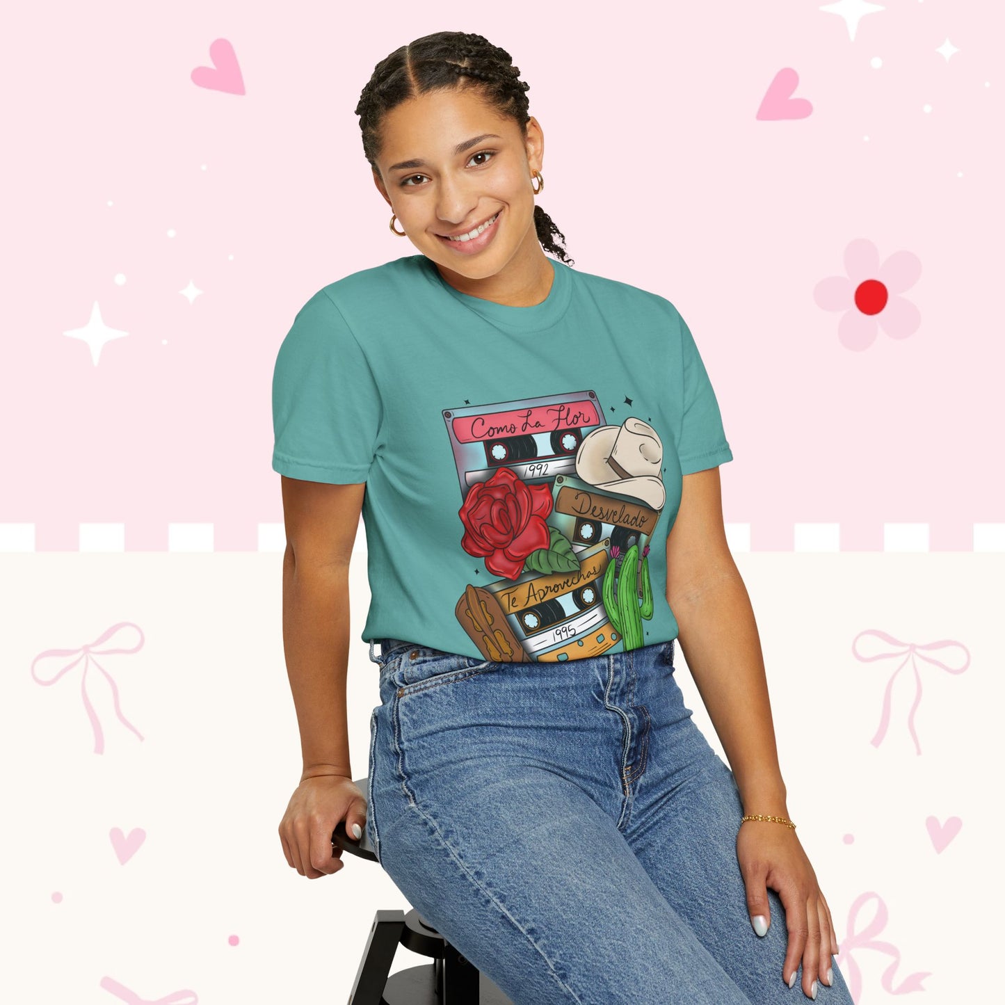 Retro Cassette & Cactus T-Shirt — 'Canción de Amor' Vintage Mexican Music Tee