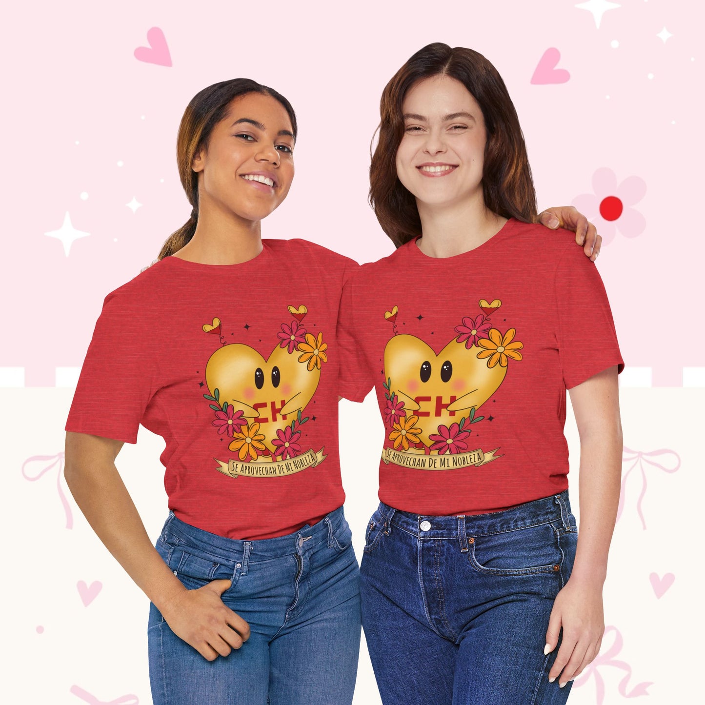 Heart Emoji Floral Tee — "Se Aprovechan de Mi Nobleza" Cute Spanish Pride T-Shirt