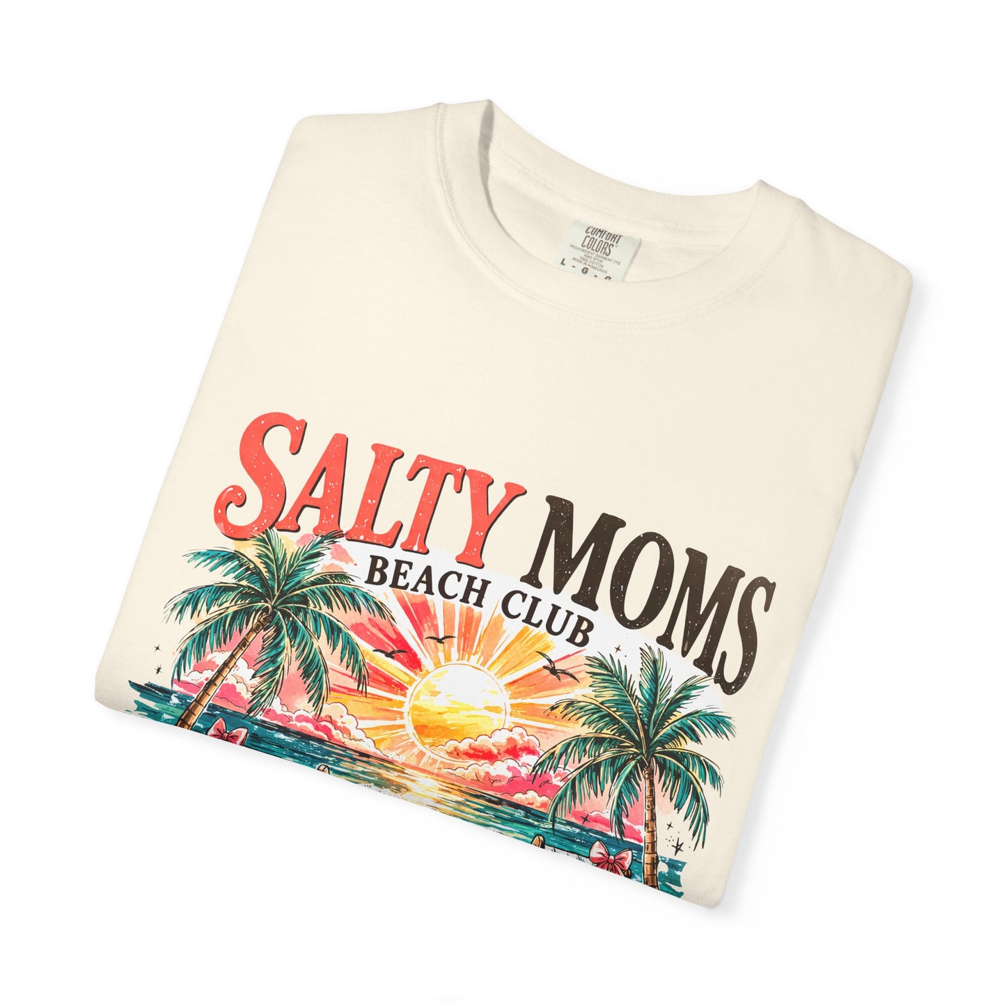 Salty Moms Beach Club T-Shirt — "Vacay Mode" Retro Palm Beach Tee