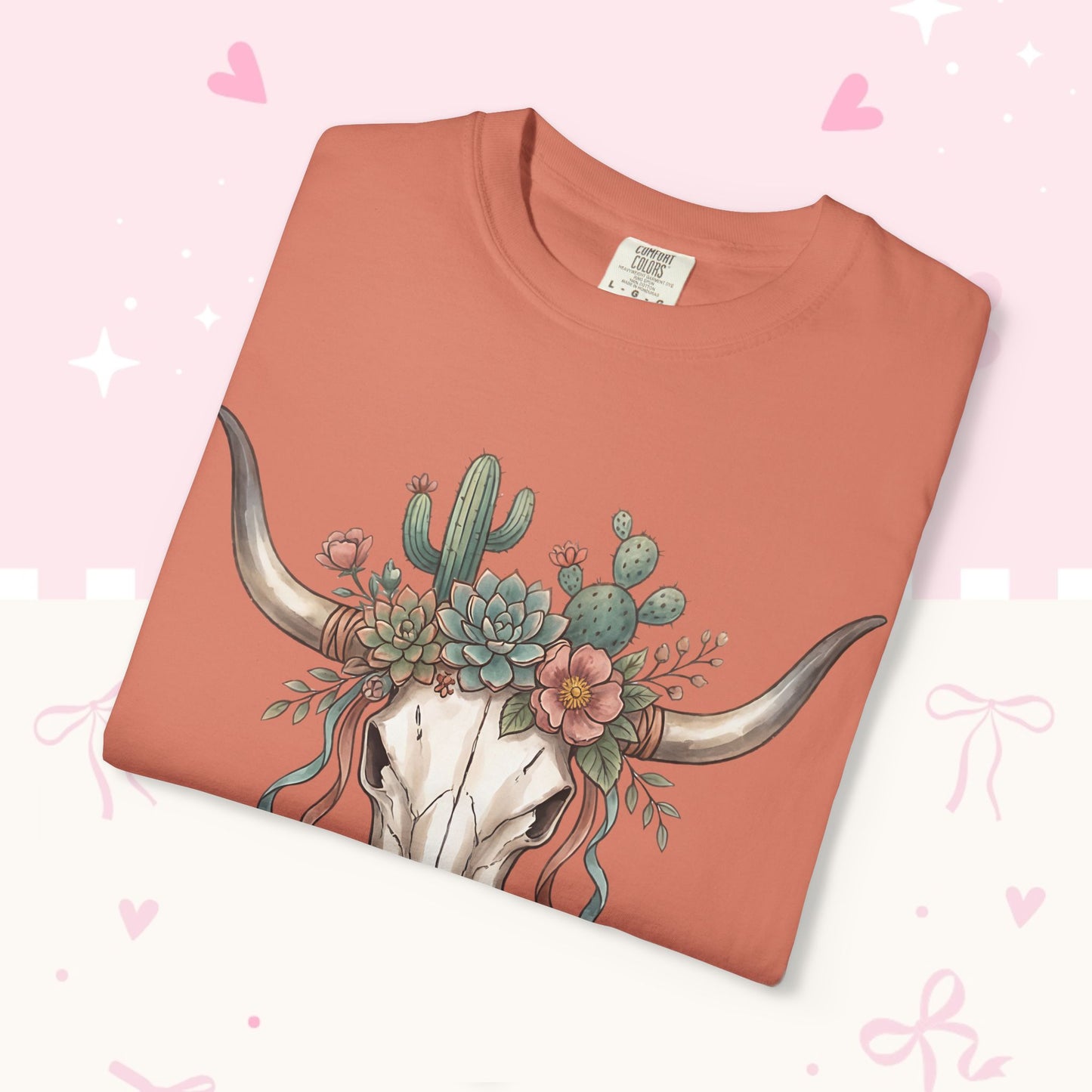 Cow Skull Floral Tee — Western Boho Cactus Graphic T-Shirt